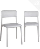 KAYELLES Lot de 2 chaises contemporaines de Cuisine, Chambre ou Salle à Manger en polypropylène avec Confortable Coussin en Simili Cuir rembourré intégré Rim (Gris Clair)
