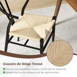 RELAX4LIFE Lot de 2 Chaise Wishbone, Chaise Scandinave Salle a Manger, Assise Tissée en Corde de Papier, Dossier en Y, Cadre Métallique, Chaises Salon Intérieur pour Bureau Cuisine (Noir+Naturel,1)