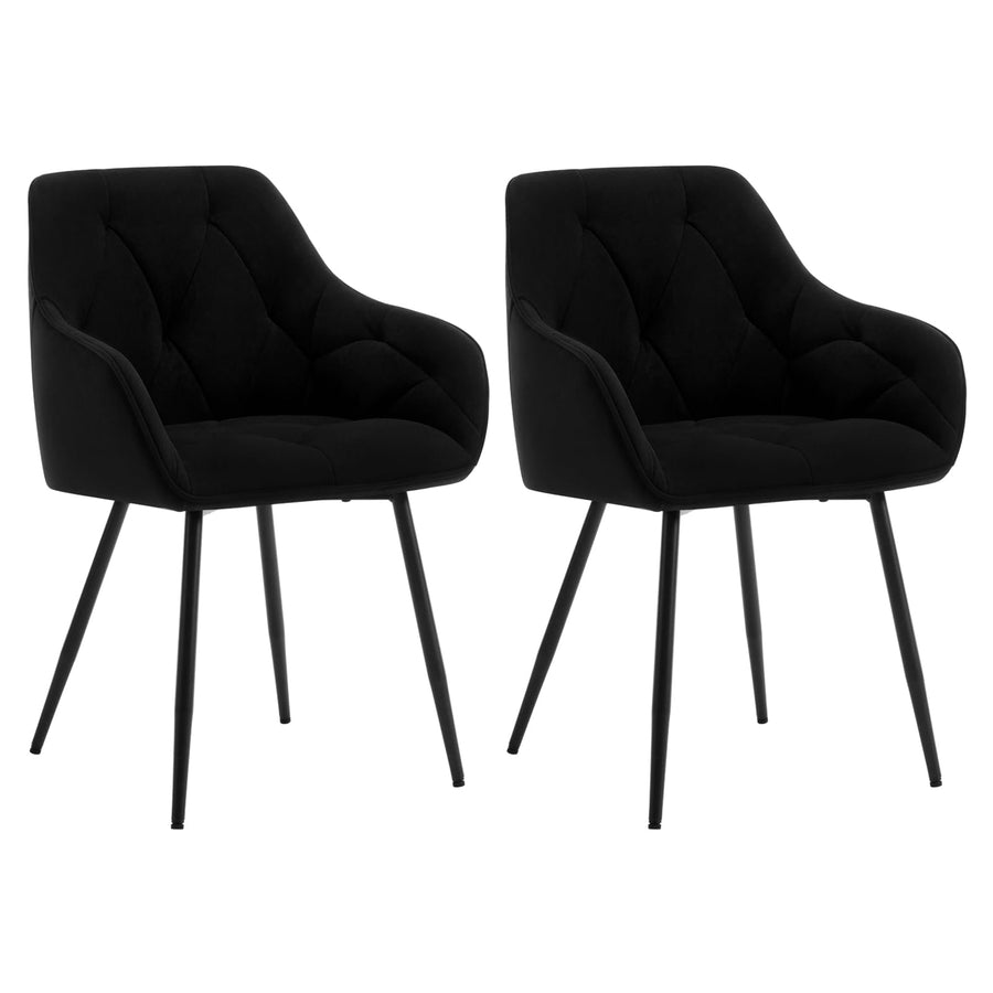 WOLTU Lot de 2 Chaises de Salle à Manger, Chaises de Cuisine Rembourrées avec Dossier, Accoudoirs, Pieds en Métal, pour Salon, Bureau, Coiffeuse, en Velours, Noir, EZS02sz-2 WOLTU Lot de 2 Chaises de Salle à Manger, Chaises de Cuisine Rembourrées avec Dossier, Accoudoirs, Pieds en Métal, pour Salon, Bureau, Coiffeuse, en Velours, Noir, EZS02sz-2