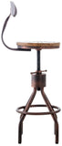 CLP Lot de 2 tabourets de Bar Hanam au Design Industriel I Chaise de Bar métallique réglable en Hauteur avec Assise et Dossier en Bois, Couleur:Bronze