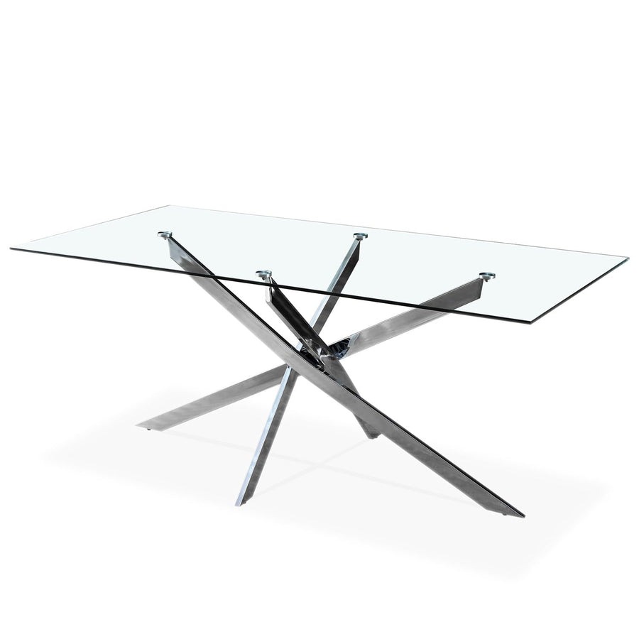 INTENSE DECO Table rectangulaire en Verre et Pied chromé Alix INTENSE DECO Table rectangulaire en Verre et Pied chromé Alix