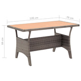 vidaXL Table de Jardin Table de Salle à Manger de Patio Meuble de Repas de Terrasse Table à Dîner d'Extérieur Gris 120x70x66 cm Résine Tressée
