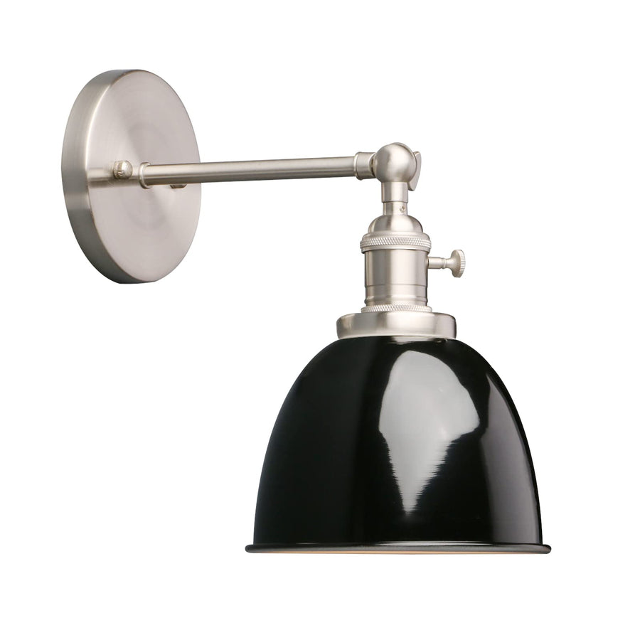 Phansthy Applique murale industrielle avec interrupteur marche-arrêt, applique murale rétro avec abat-jour en métal dôme, luminaires muraux intérieurs E27 pour cuisine et salon (noir)