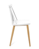 KAYELLES Lot de 2 - Chaise de Cuisine à barreaux bistrot café rétro scandinave, Pieds métal façon Bois Clair BAO (Blanc)