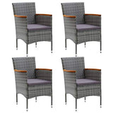 Generisch Kangmusi 310567 Lot de 4 chaises de jardin en polyrotin Gris