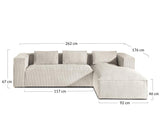 Lisa Design - Canapé d'angle Droit - Stella en Velours Côtelé - Sofa Bleu Canard 4 Places - Salon