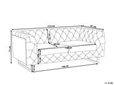 Canapé Fixe 2 Places Style Chesterfield Capitonnés en Tissu Gris Clair avec Pieds en Acier Inox Top Tendance pour Salon Chic et Glamour Beliani
