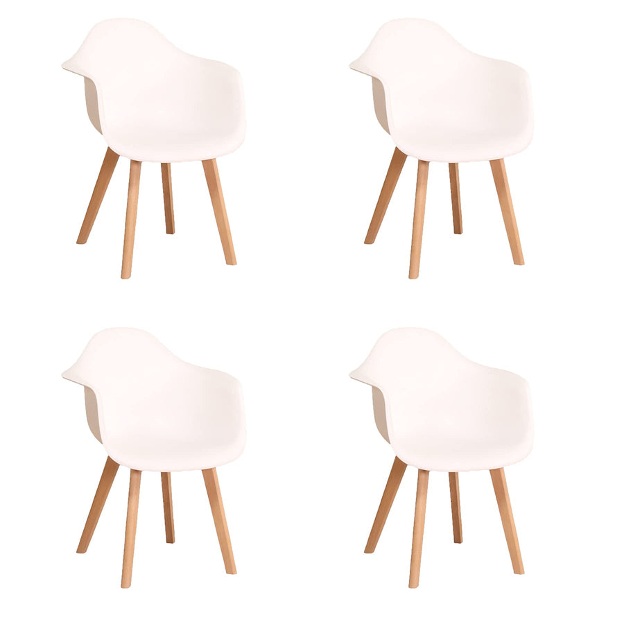 GrandCA HOME Lot de 4 Chaises de Salle à Manger Fauteuils avec Pieds en Bois, Siège en Polypropylène Premuim, Chaises de Cuisine avec Accoudoir pour Salon, Salon Bureau (4, Blanc) GrandCA HOME Lot de 4 Chaises de Salle à Manger Fauteuils avec Pieds en Bois, Siège en Polypropylène Premuim, Chaises de Cuisine avec Accoudoir pour Salon, Salon Bureau (4, Blanc)