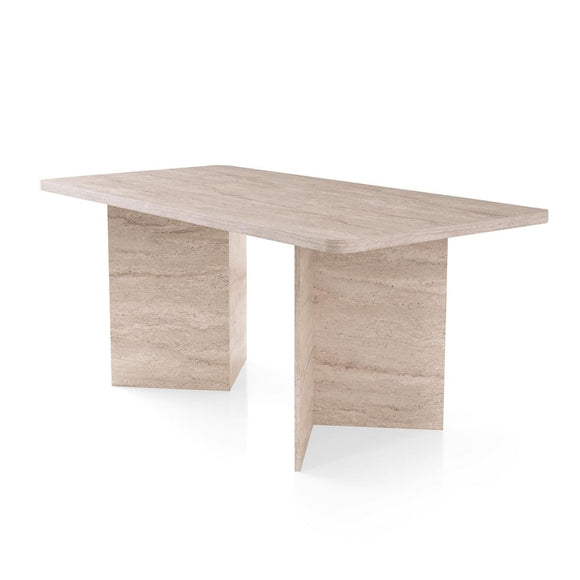 Calicosy – Table à Manger Rectangulaire L180 cm en Bois – Design Moderne avec 2 Pieds Pleins – L180 x P90 x H77 cm – Table Familiale 4 à 6 Personnes – Modèle Ava