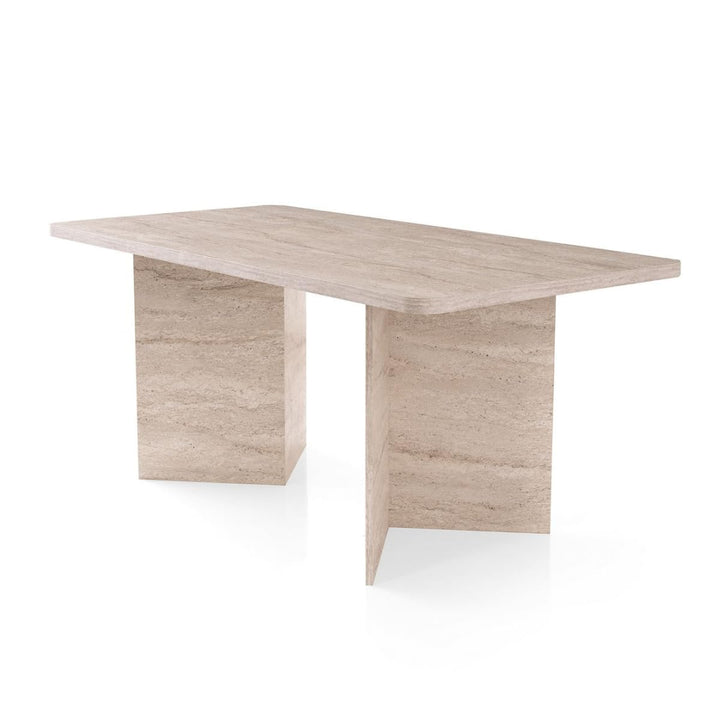 Calicosy – Table à Manger Rectangulaire L180 cm en Bois – Design Moderne avec 2 Pieds Pleins – L180 x P90 x H77 cm – Table Familiale 4 à 6 Personnes – Modèle Ava