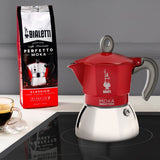 Bialetti - Moka Induction, Cafetière Moka, Convient à Tous Les Types de Plaques de Cuisson, 4 Tasses d'Espresso (150 Ml), Rouge