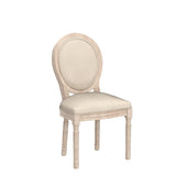HomeMiYN Chaise Medaillon Lot de 2, Chaise de Salle à Manger de Style Louis-XVI en Tissu Lin, Chaises de Dîner Dossier Doux pour Chambre, Salon, Restaurant, Beige
