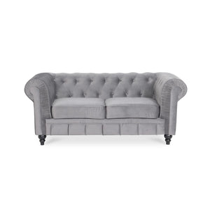 INTENSE DECO Canapé Chesterfield Velours 2 Places Altesse Argent