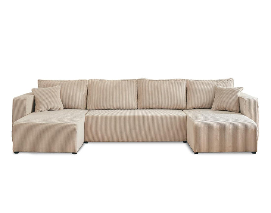 Best Mobilier - Canapé Panoramique en U Convertible avec Coffre Topaze en Velours Côtelé - Canapé Lit - Grand Sofa XXL Beige 7 Places - Salon Best Mobilier - Canapé Panoramique en U Convertible avec Coffre Topaze en Velours Côtelé - Canapé Lit - Grand Sofa XXL Beige 7 Places - Salon