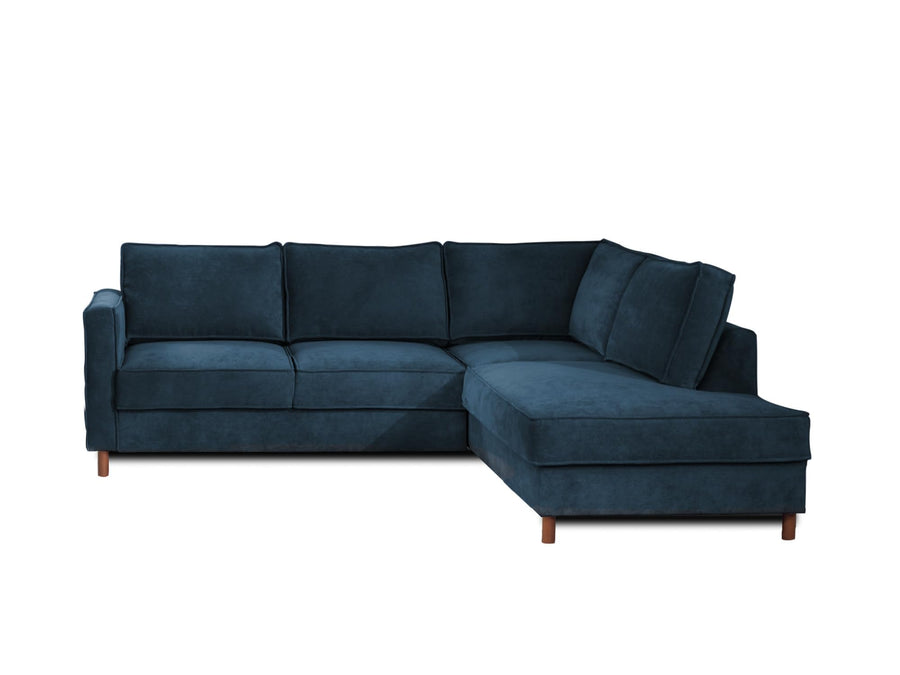 Lisa Design - Canapé d'angle Convertible - Angle Droit - Jake en Velours Côtelé - Canapé Lit - Sofa Bleu Ardoise 5 Places - Salon