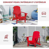 Outsunny Fauteuil de Jardin Adirondack Grand Confort Porte-gobelet intégré Bois de Sapin traité Peint Rouge