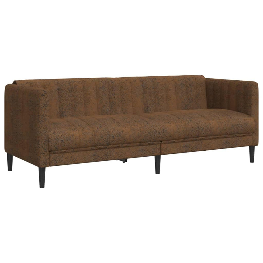 vidaXL Canapé à 3 Places, Siège avec Accoudoirs et Dossier, Canapé Rembourré avec Pieds, Meuble de Salon, Moderne, Marron Similicuir Daim vidaXL Canapé à 3 Places, Siège avec Accoudoirs et Dossier, Canapé Rembourré avec Pieds, Meuble de Salon, Moderne, Marron Similicuir Daim