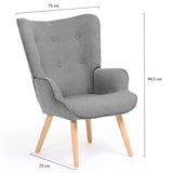 IDMarket - Fauteuil scandinave Ivar en Tissu Gris Clair