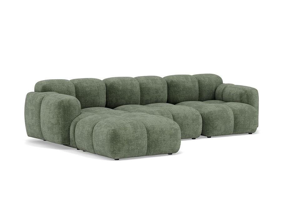 Lisa Design - Grace - canapé modulable d'angle réversible 4 Places en Velours texturé, Vert Sauge