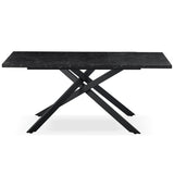 B&D home Table à manger LARS, extensible 120-160 x 80 cm, 4-6 personnes Table de cuisine Table en bois avec structure en croix noir pour cuisine, salle à manger, design industriel moderne, marbre-noir