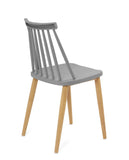 KAYELLES Lot de 2 - Chaise de Cuisine à barreaux bistrot café rétro scandinave, Pieds métal façon Bois Clair BAO (Gris)