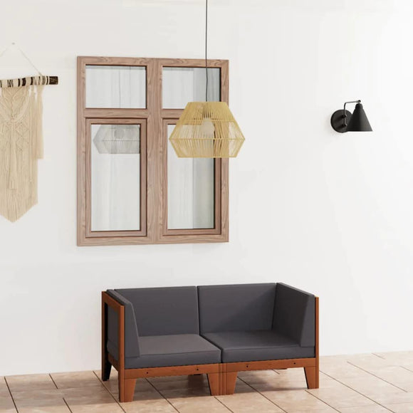 vidaXL Bois d'Acacia Massif Canapé 2 Places avec Coussins Sofa de Terrasse Canapé d'Extérieur Meuble de Terrasse Meuble d'Extérieur Gris Foncé