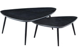 PEGANE Table Basse gigogne en céramique Noire, Pieds en métal Noir - Longueur 150 x Profondeur 80 x Hauteur 35 cm