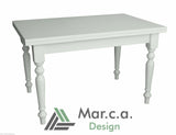 Mar.c.a. Design, Table Extensible, Table Salle à Manger en Bois, Table à Manger Blanche Mate en Bois - Table a Manger Rectangulaire 160x85x75H + 2 Extensions 40cm Style Classique, Made in Italy