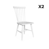 Alice's Home - Lot de 2 chaises Blanches à barreaux en Bois d'hévéa. Romie. L 50.8 x P 44.2 x H 90cm.