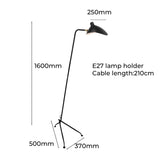 Alpinaluz Lampadaire trépied avec écran orientable - Design avant-gardiste en aluminium noir mat, culot E27, 160 cm, éclairage intérieur pour salon ou studio