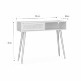 Alice's Home - Console en cannage 100x29x81cm - Bohème - Naturel. 1 tiroir.1 Espace de Rangement. Pieds scandinaves décor Bois. 1 poignée