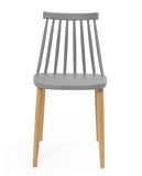 KAYELLES Lot de 2 - Chaise de Cuisine à barreaux bistrot café rétro scandinave, Pieds métal façon Bois Clair BAO (Gris)