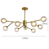 Moderne 9-lumières Or Spoutnik Lustre Unique Métal Chromé Industrielle Pendant Light Sphérique Verre Lampe De Plafond Pour Cuisine Évier Bar-Doré 9 têtes