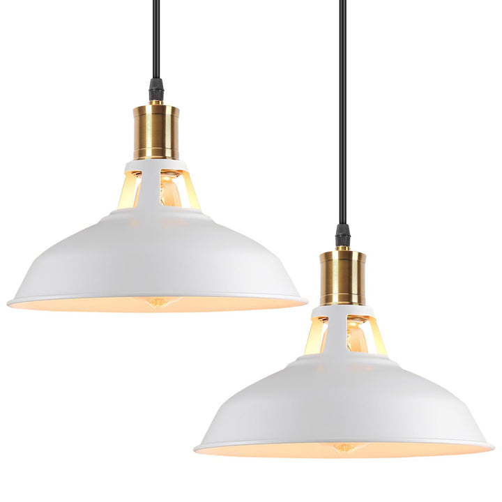 iDEGU Lot de 2 Suspension Luminaire Industrielle, 27CM Rétro Lustre Plafonnier en Métal E27 Éclairage de Plafond Vintage Lampe Suspension pour Cuisine Salon Salle à Manger Corridor Restaurant (Blanc) iDEGU Lot de 2 Suspension Luminaire Industrielle, 27CM Rétro Lustre Plafonnier en Métal E27 Éclairage de Plafond Vintage Lampe Suspension pour Cuisine Salon Salle à Manger Corridor Restaurant (Blanc)
