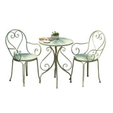 Ensemble De Bistrot 3 Pièces, Table Ronde De Jardin en Fer Forgé Et Chaises De Jardin Patio Balcon Meubles De Table en Métal pour Jardin, Arrière-Cour, Balcon,Vert