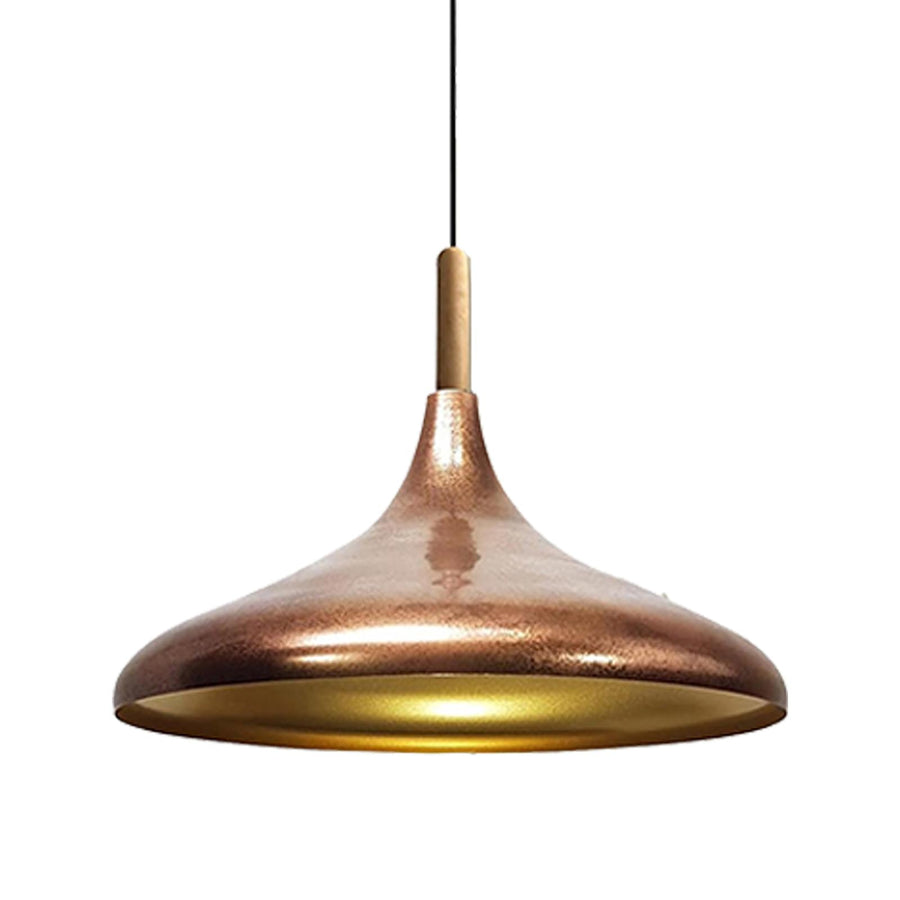 bamyum Champion Lampe à Bois Suspension Moderne en Metal de 35 cm, Lustre de Salon, Chambre, Cuisine, Suspension Luminaire Plafonnier, Éclairage de Plafond, Lampe Suspendue Tono Cuivre