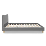 IDMarket - Lit Double scandinave Balta avec tête de lit et sommier 160 x 200 cm Tissu Gris Clair