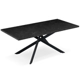 B&D home Table à manger LARS, extensible 120-160 x 80 cm, 4-6 personnes Table de cuisine Table en bois avec structure en croix noir pour cuisine, salle à manger, design industriel moderne, marbre-noir