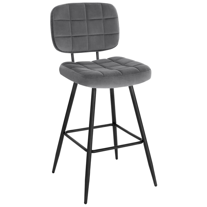EUGAD Tabouret Bar, Chaise de Bar, avec Dossier, Repose-Pieds, Siège Rembourré, en Velours et Métal,Gris foncé,1043BY-1 EUGAD Tabouret Bar, Chaise de Bar, avec Dossier, Repose-Pieds, Siège Rembourré, en Velours et Métal,Gris foncé,1043BY-1
