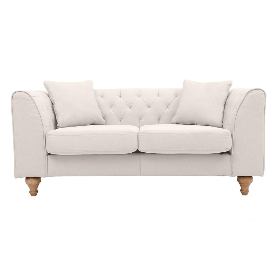 Miliboo Canapé 2 Places capitonné en Tissu Beige et Bois Clair Montaigne Miliboo Canapé 2 Places capitonné en Tissu Beige et Bois Clair Montaigne
