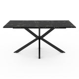 IDMarket - Table à Manger Rectangle Alix 8 Personnes Pied araignée Noir et Plateau Effet marbre Noir Alaska 160 cm