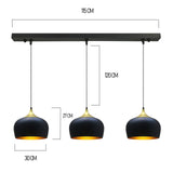 bamyum Lot de 3 Suspension Luminaire Moderne en Metal, Lustre Salle à Manger Ronde de 30 cm, Lustre Cuisine E27 en Métal, Plafonnier, Lampe pour Chambre, Salon, Couloir, Noir