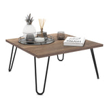 [en.casa] Table Basse Rectangulaire Stylé avec Pieds en Epingle à Cheveux Petite Table d'Appoint Polyvalent pour Salon Panneau de Particules Métal 60 x 60 x 30 Effet Noyer Noir