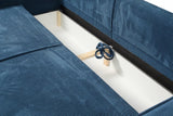 Tendencio Canapé Convertible 3 Places Vella en Velours côtelé - 255 cm - Mode lit et Coffre de Rangement (Bleu)
