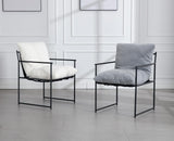 Wahson Lot de 2 Chaise Salle à Manger en Chenille Chaise de Cuisine Moderne Rembourré avec Pieds en Métal, Chaise de Salon avec Accoudoirs pour Salle à Manger/Chambre/Restaurant,Blanc