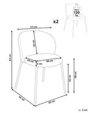 Beliani Lot de 2 Chaises en Velours Côtelé de Salle à Manger Pieds en Fer Dossier Arrondi Rembourré Orange Miles