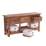 DESIGN DELIGHTS Commode Naturelle Rattan | 98 cm, Bois dacajou, avec paniers et tiroirs en rotin | Commode en Bois, Sideboard Vintage, bahut