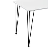 Table de Salle à Manger Cuisine Salon pour 4 Personnes Plateau MDF Pieds Acier Épingle à Cheveux 120 x 70 x 75 cm Noir et Blanc