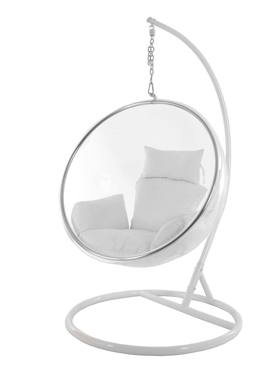 Kideo® Ensemble complet : fauteuil suspendu avec cadre et coussin, demi-coque, bubble, translucide (structure : blanc/panier : transparent (transparent), coussin : blanc (1000 Snow)) Kideo® Ensemble complet : fauteuil suspendu avec cadre et coussin, demi-coque, bubble, translucide (structure : blanc/panier : transparent (transparent), coussin : blanc (1000 Snow))