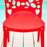 Homestyle4u 2460 Lot de 4 chaises de jardin empilables en plastique résistant aux intempéries Rouge